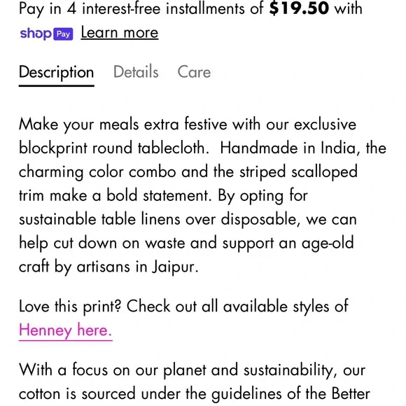 Furbish Henny Round Tablecloth - Picture 5 of 6